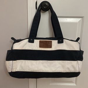 Large navy and white Abercrombie duffle bag